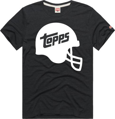 Topps Football Helmet Adult Tee. Black. Homage brand. New.