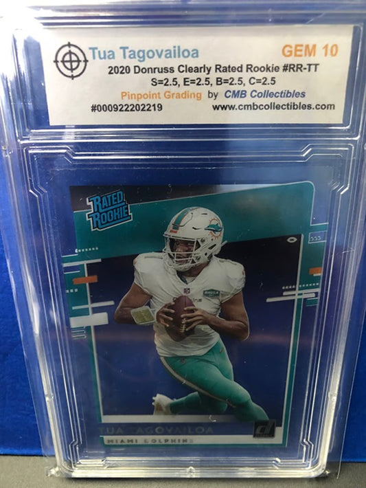2020 Donruss Clearly Tua Tagovailoa Rated Rookie #RR-TT Graded GEM 10!