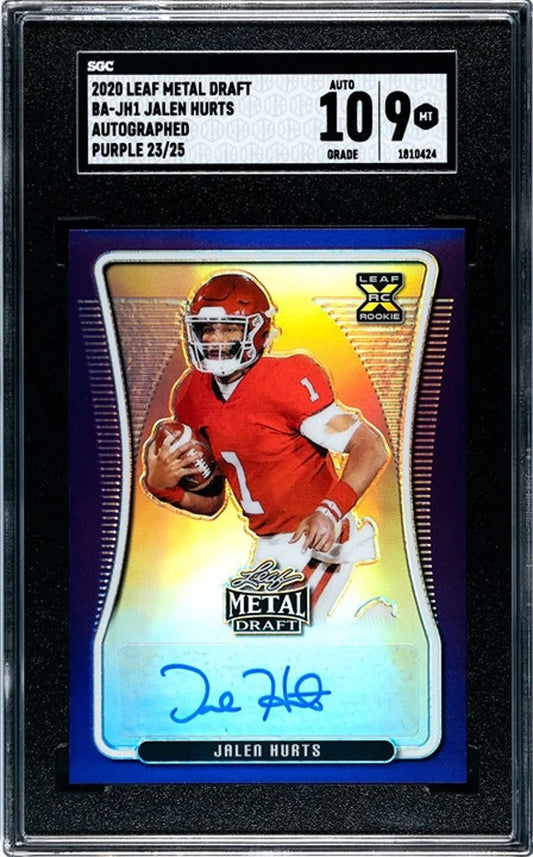 2020 Leaf Metal Draft Jalen Hurts #BA-JH1 Auto Purple 23/25 Graded 10/9!