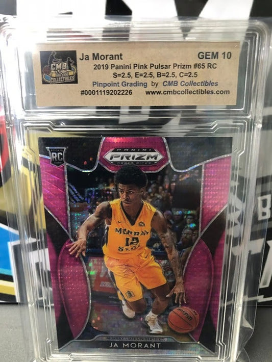 2019 Panini Ja Morant Pink Pulsar Prizm #65 RC Graded GEM 10!