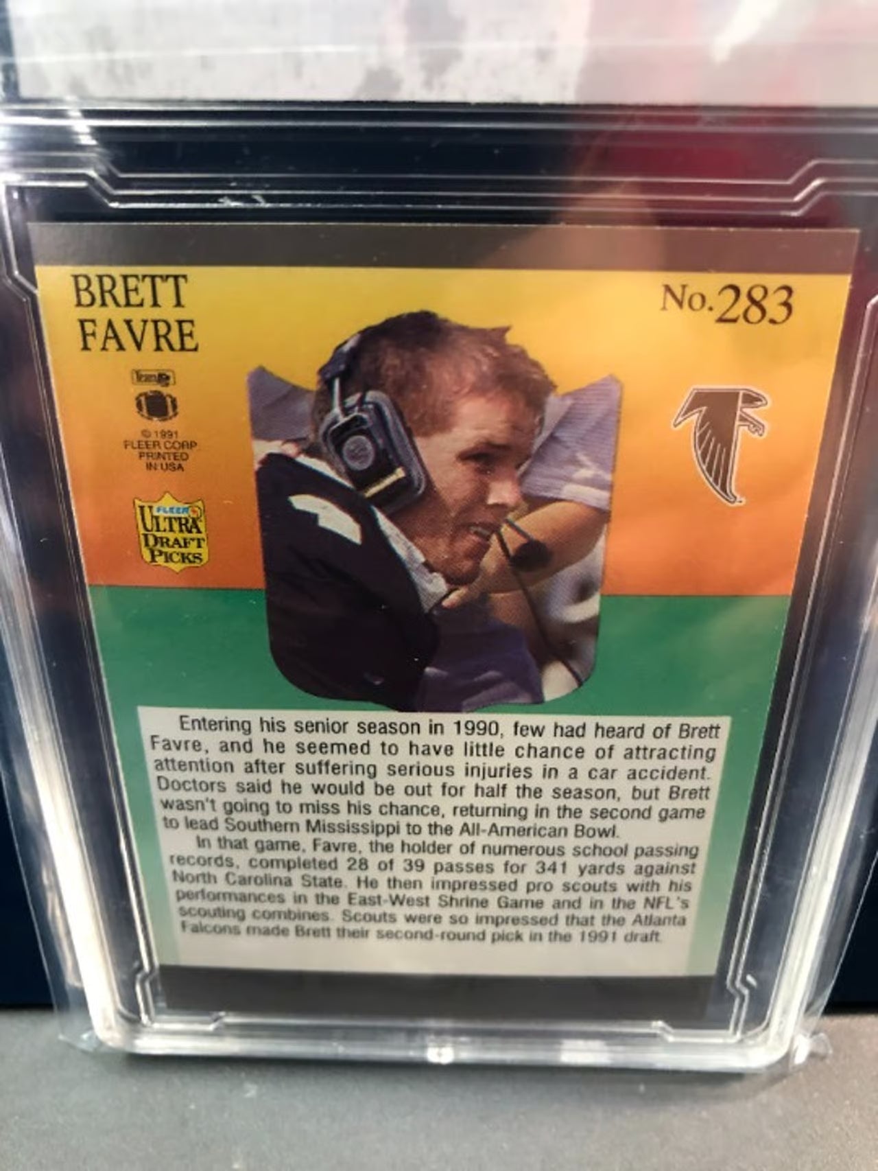 1991 Fleer Ultra Brett Favre Draft Picks #283 RC Graded 9!