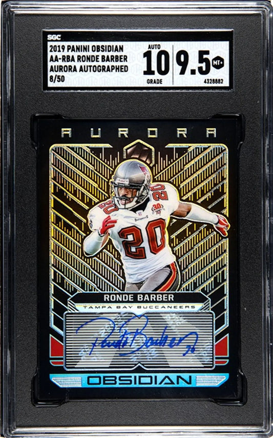 2019 Panini Obsidian Ronde Barber Aurora Autograph Limited SGC 10/9.5!