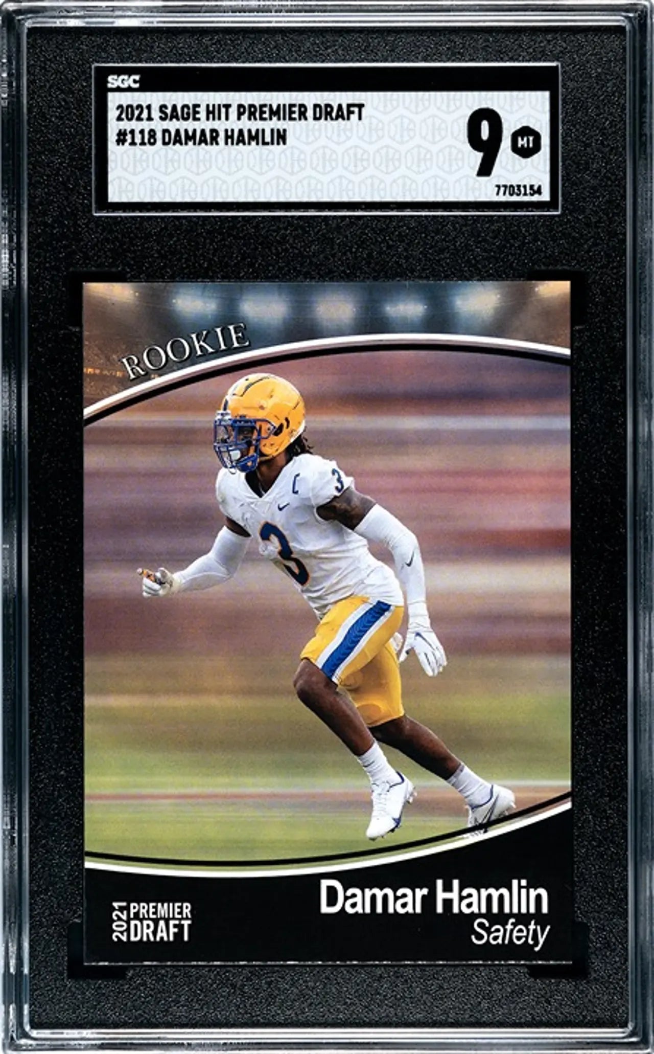 2021 Sage Hit Permier Draft Damar Hamlin Rookie #118 Graded SGC 9!