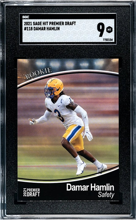 2021 Sage Hit Permier Draft Damar Hamlin Rookie #118 Graded SGC 9!