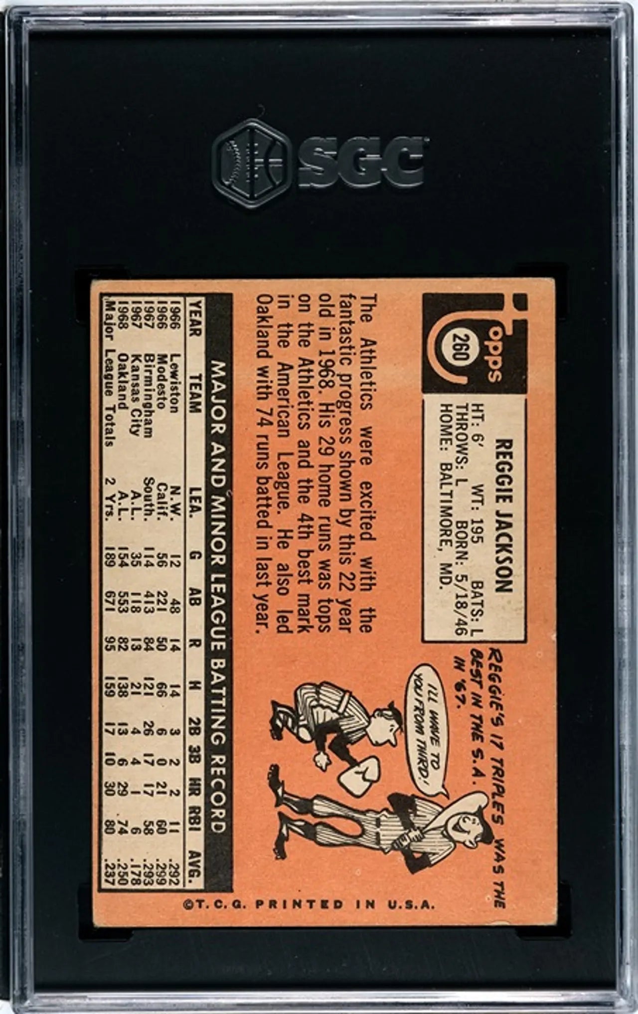 1969 Topps Reggie Jackson #260 RC Graded SGC 3!