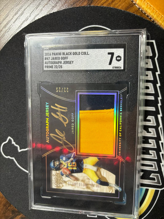 2016 Panini Black Gold Jared Goff Relic Auto RC Limited! SGC 7!