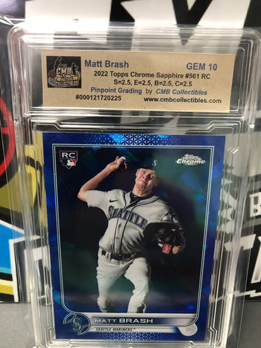 2022 Topps Chrome Sapphire Matt Brash RC #561 Graded GEM 10! Nice!