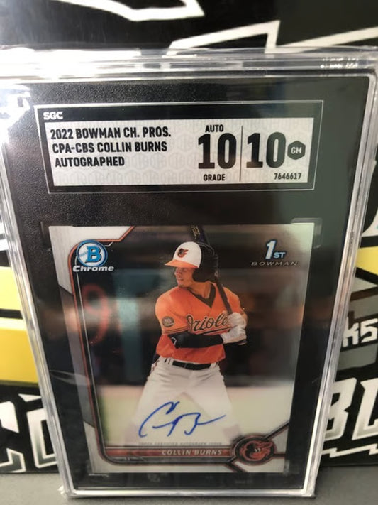 2022 Bowman Chrome Collin Burns 1st Bowman #CPA-CBS Auto Graded 10/10