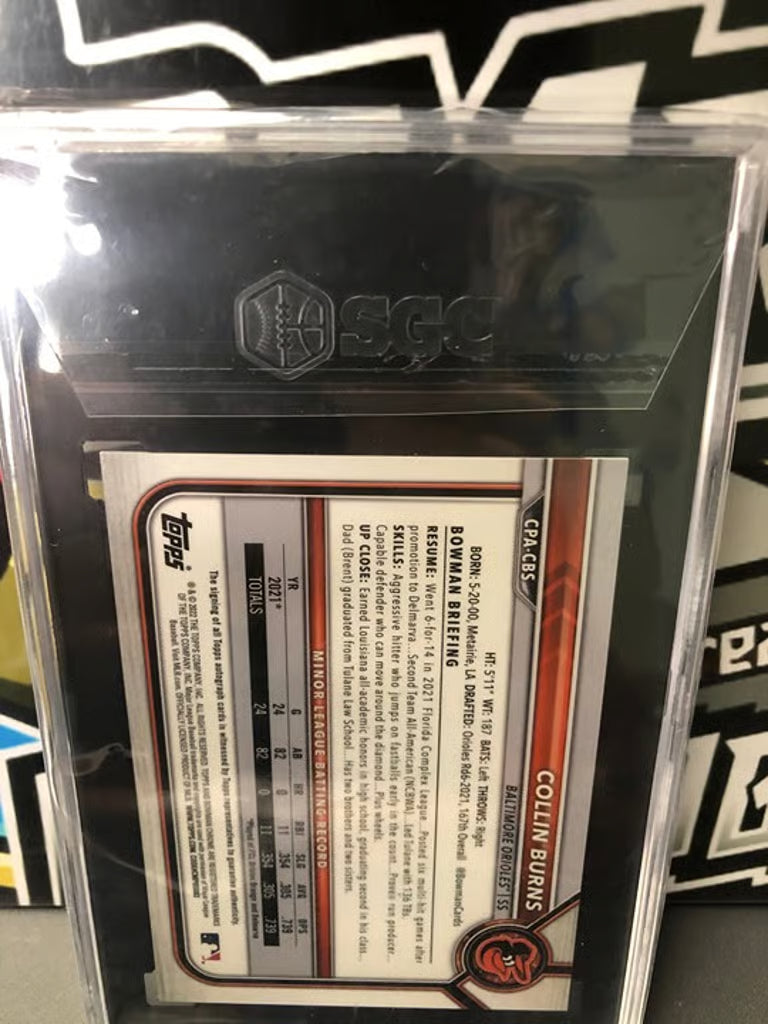 2022 Bowman Chrome Collin Burns 1st Bowman #CPA-CBS Auto Graded 10/10