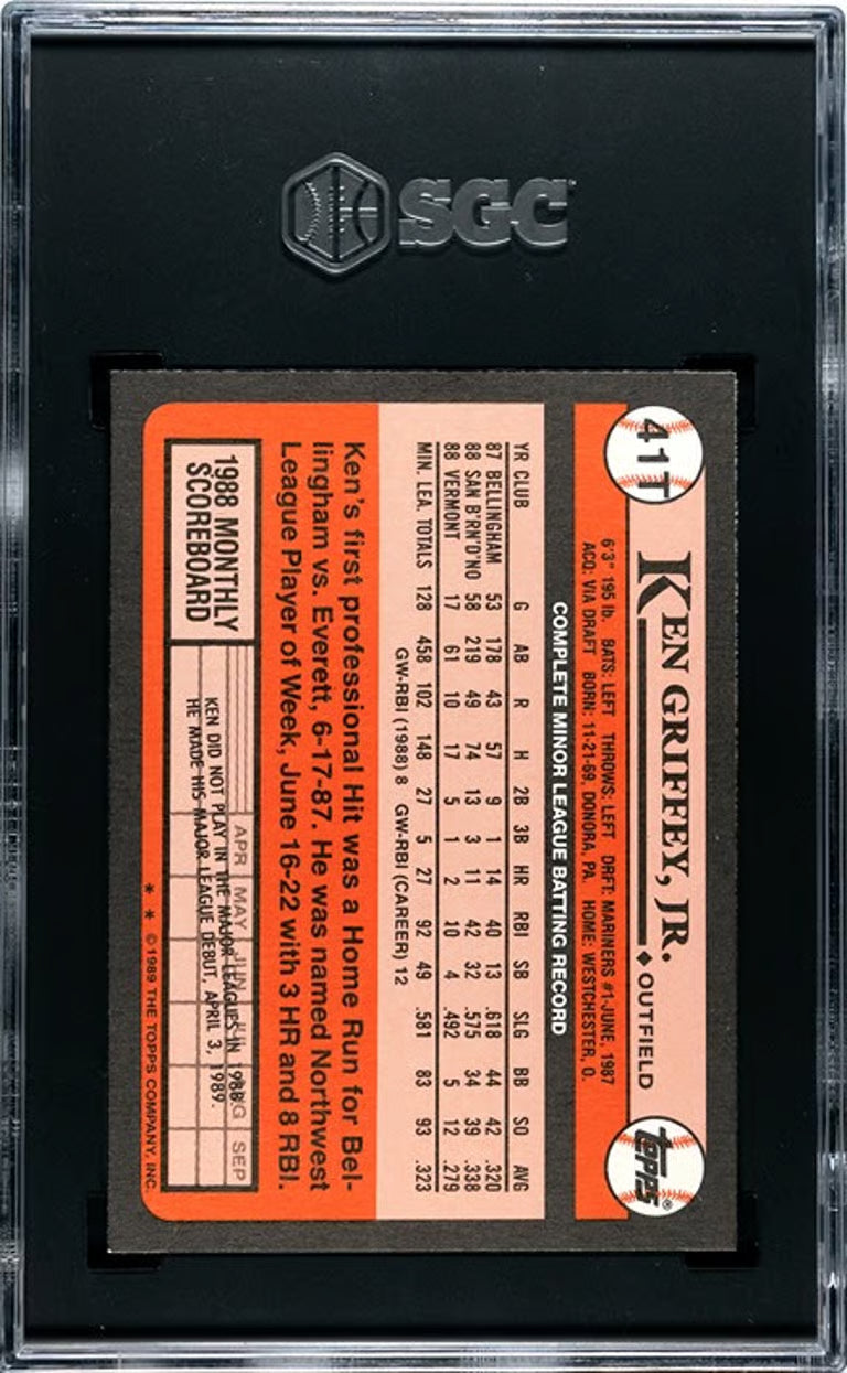 1989 Topps Traded Ken Griffey Jr. #41T RC SGC Graded 9!
