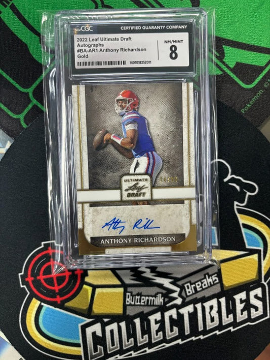 2022 Leaf Ultimate Draft Anthony Richardson Auto Gold 74/99! Graded 10/8!