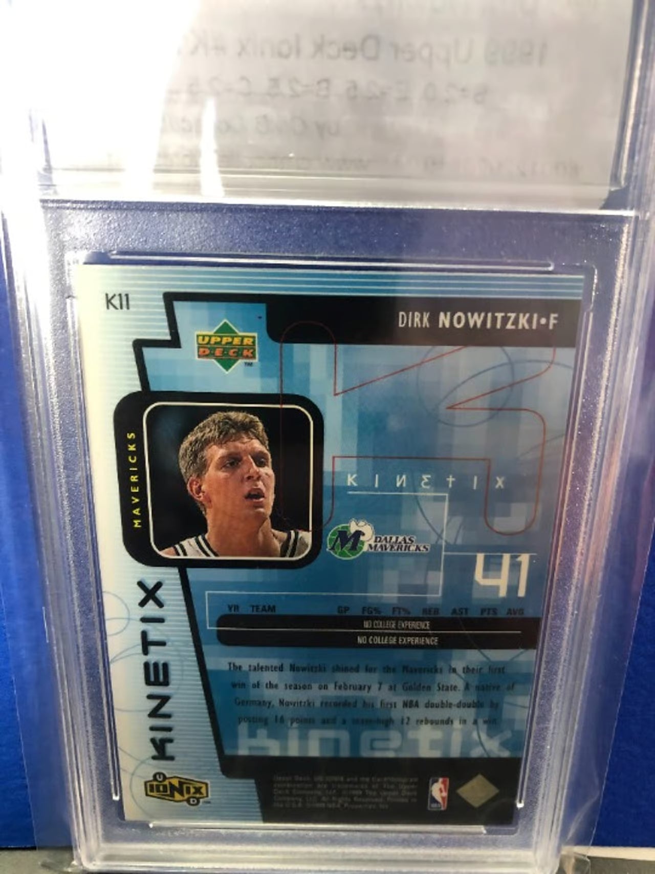 1999 Upper Deck Ionix Dirk Nowitzki #K11 RC Graded 9.5!