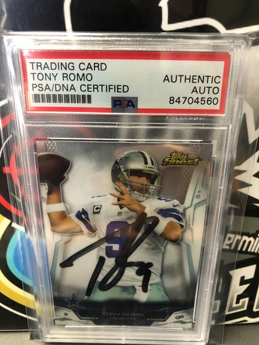 2014 Topps Finest Tony Romo #57 PSA Certified Autograph! IP. Nice card!
