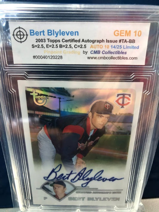 2003 Topps Bert Blyleven Certified Autograph Limited 14/25 Graded 10!