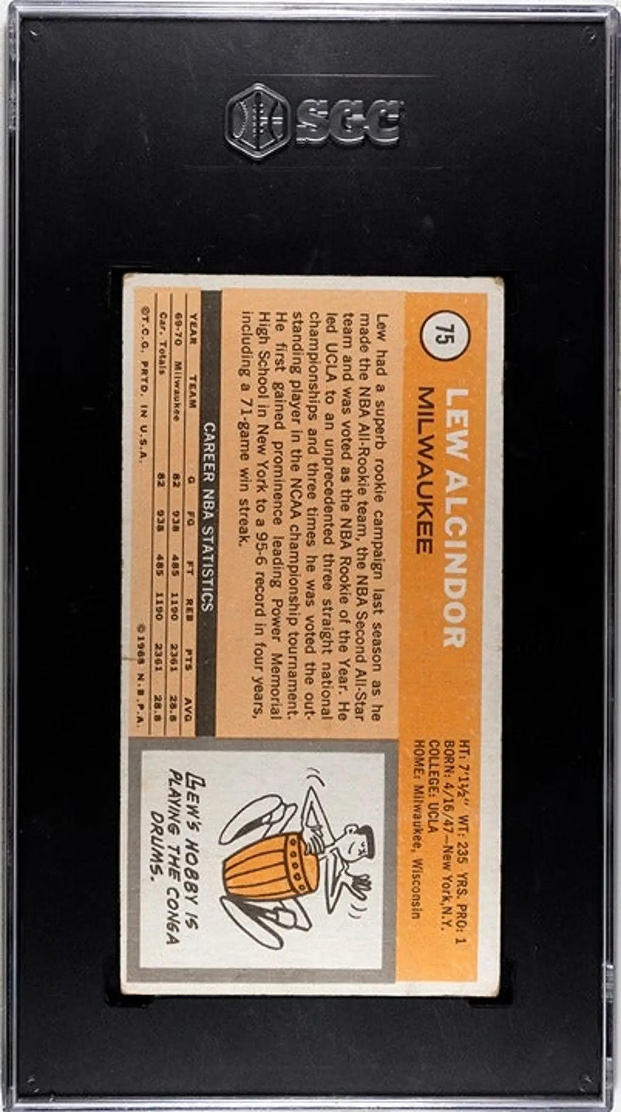 1970-71 Topps Lew Alcindor #75 SGC Graded 1.