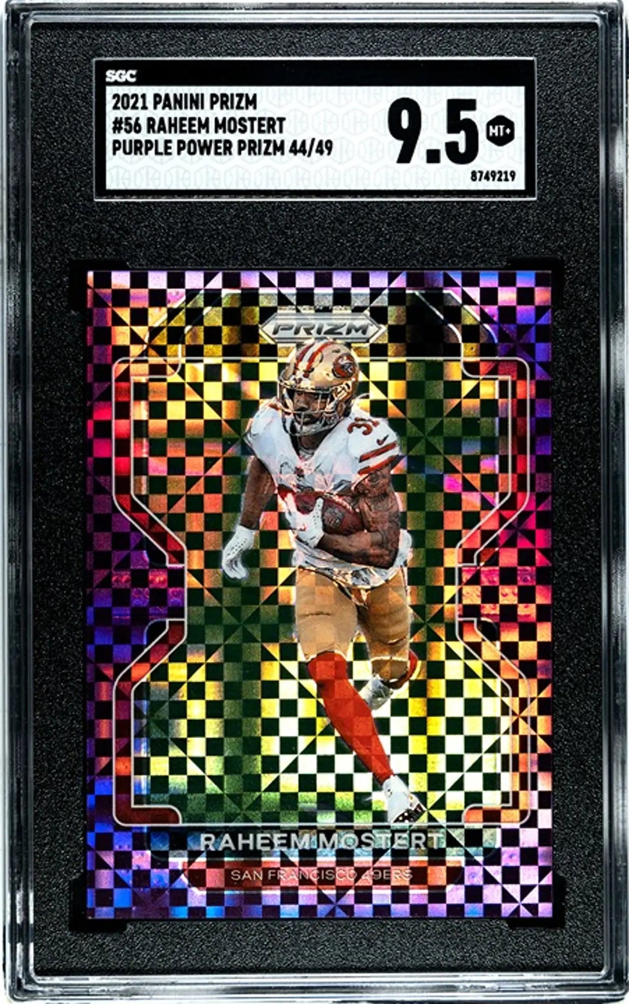 2021 Panini Prizm Raheem Mostert Purple Power Prizm 44/49 SGC 9.5!