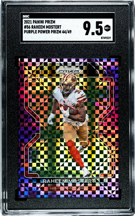 2021 Panini Prizm Raheem Mostert Purple Power Prizm 44/49 SGC 9.5!