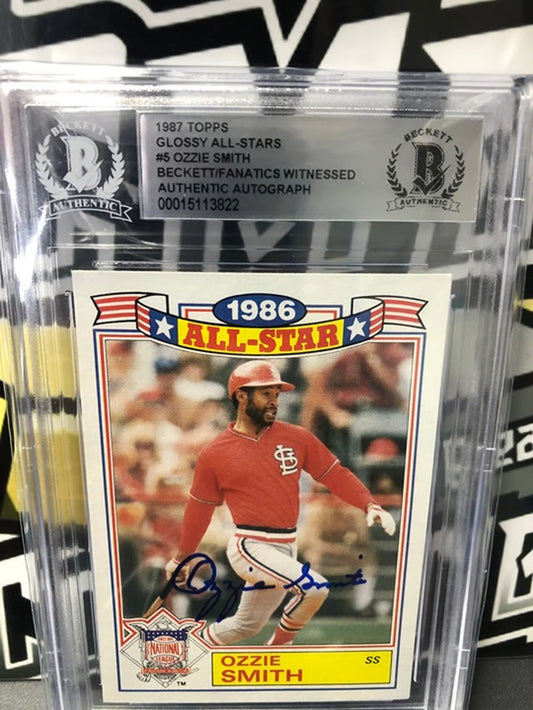 1987 Topps Ozzie Smith #5 Glossy All Stars IP Autograph Beckett Certified!