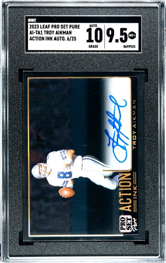 2023 Leaf Pro Set Pure Troy Aikman Action Ink Auto 6/25! SGC 10/9.5!