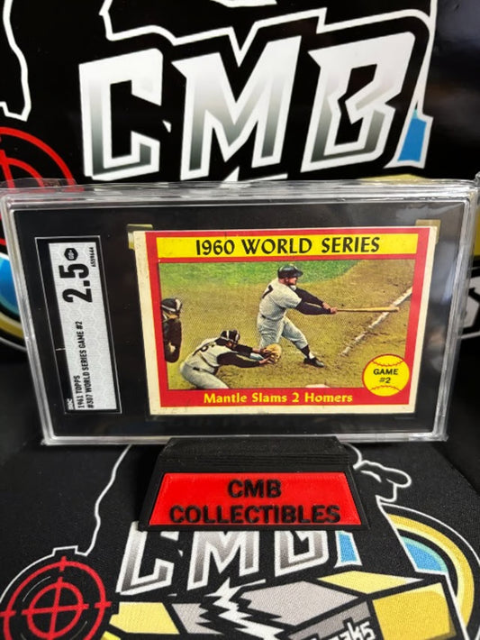 1961 Topps Mickey Mantle #307 1960 WS Game #2. SGC 2.