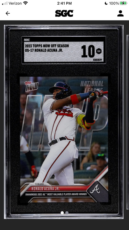 2023 Topps Now Off Season Ronald Acuna Jr. MVP #OS-17 SGC 10!