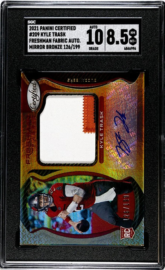 2021 Panini Freshman Fabric Kyle Trask RC Auto 126/199 SGG 10/8.5!