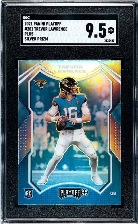2021 Panini Playoff Trevor Lawrence RC #210 Sliver Prizm Plus Graded SGC 9.5!