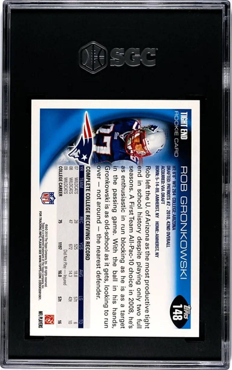2010 Topps Rob Gronkowski RC SGC Graded Mint 7!