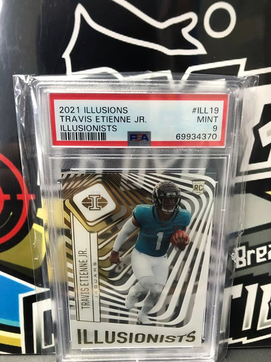 2021 Panini Illusions Travis Etienne Jr. Illusionists RC #ILL19 PSA Graded 9!