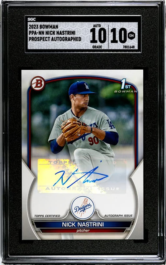 2023 Bowman Chrome Pros. Nick Nastrini #PPA-NN SGC GEM 10/10 Auto!