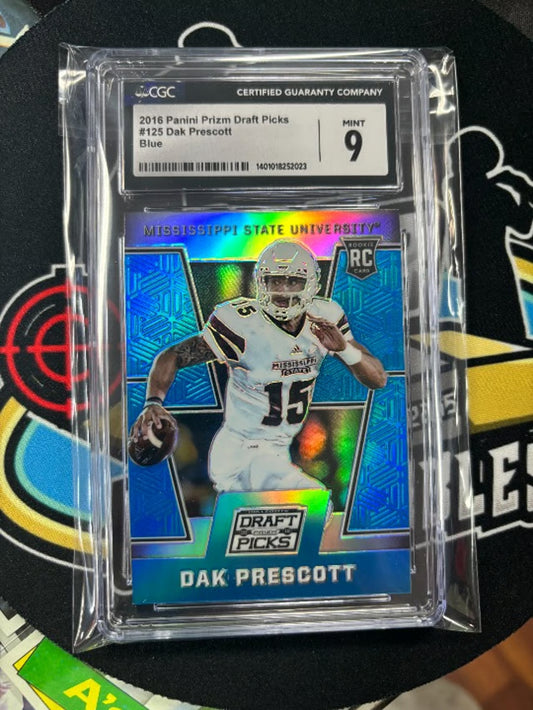2016 Panini Prizm Draft Picks Dak Prescott Blue RC #125 Graded CGC 9!
