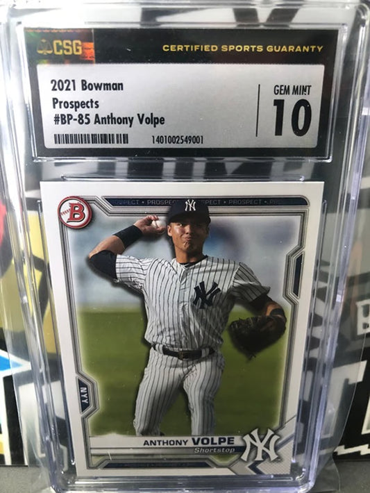 2021 Bowman Prospects Anthony Volpe RC #BP-85 Graded GEM 10!