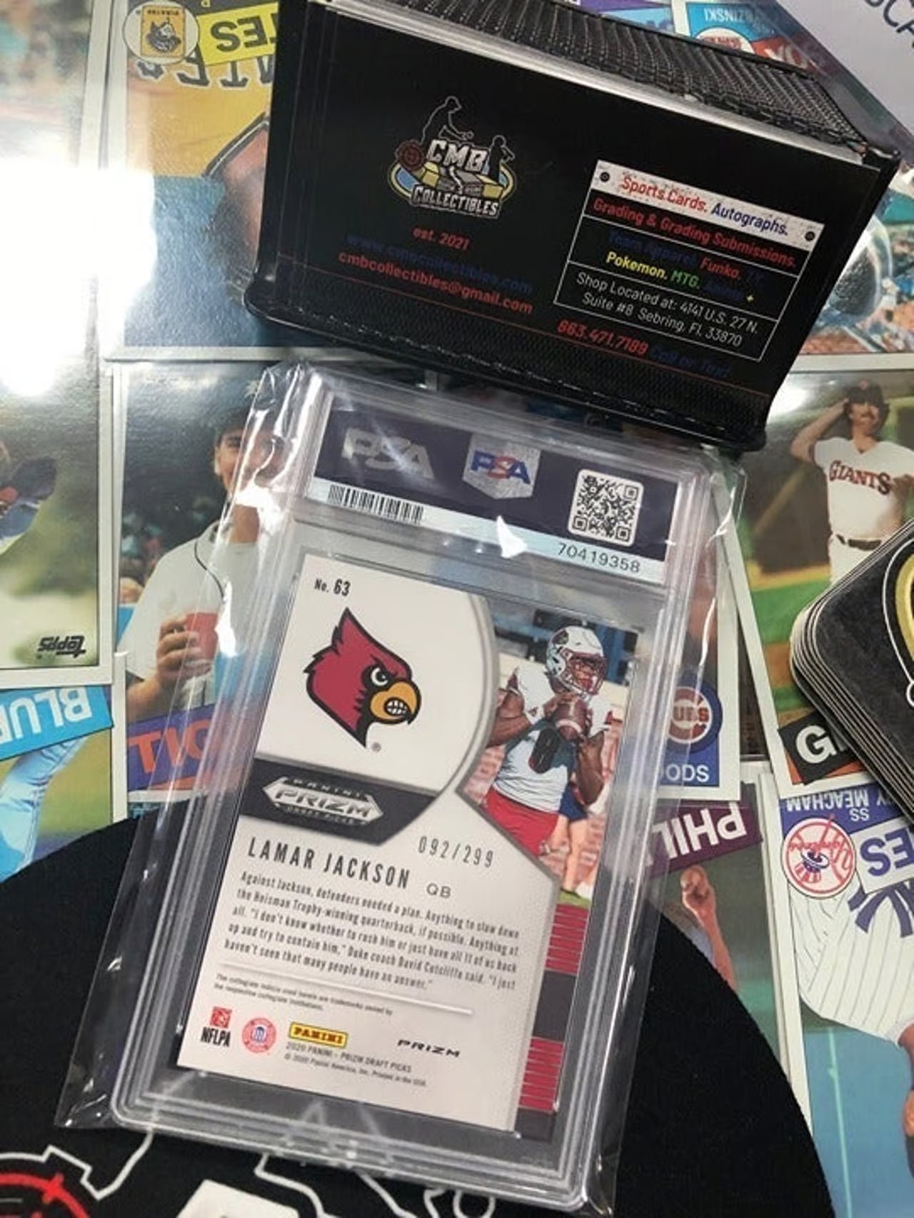 2020 Pan Prizm DP Lamar Jackson Blue Wave Prizm POP 2! #63 PSA 10!