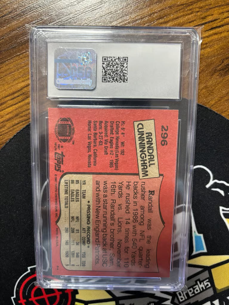 1987 Topps Randall Cunnigham #296 RC Graded 8!