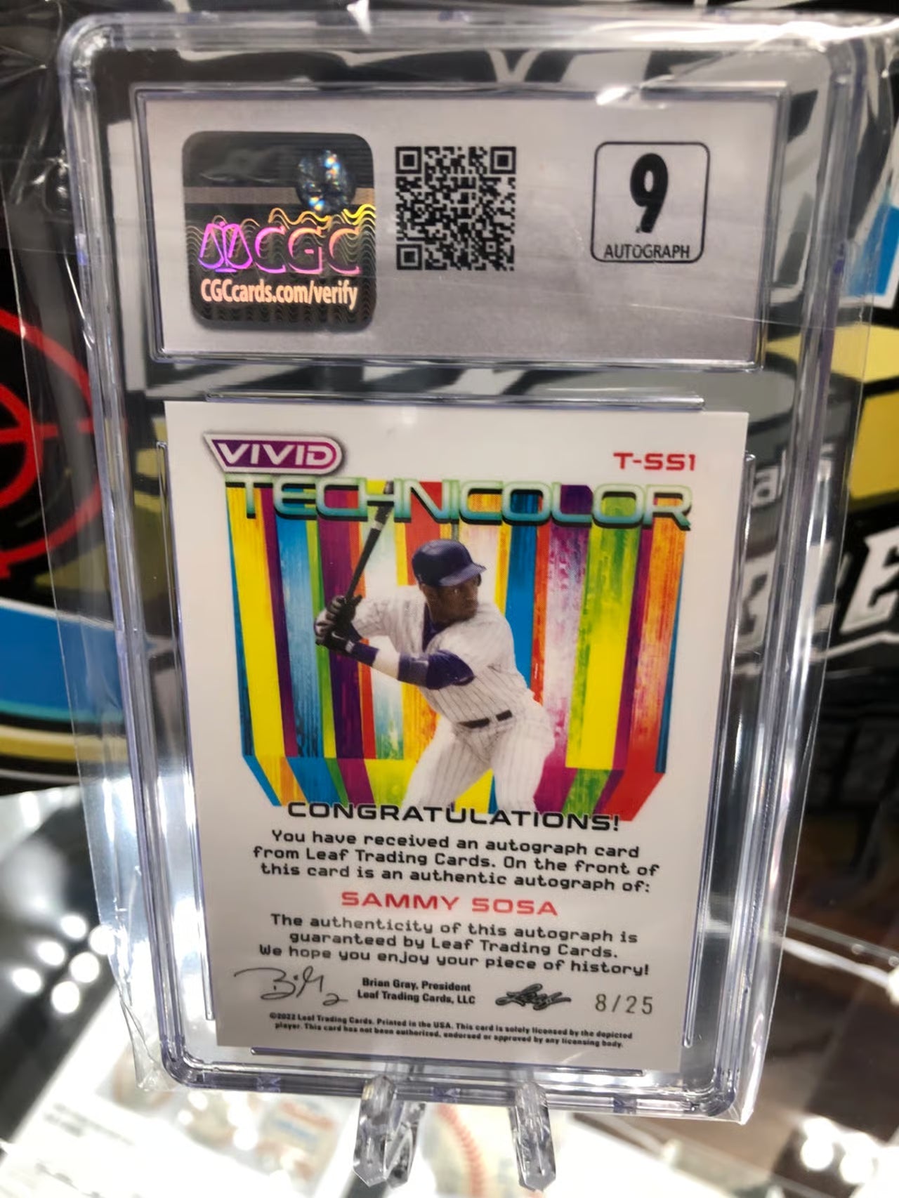 2022 Leaf Vivid Technicolor Autographs Sammy Sosa. Graded 9.5/9! Lim.
