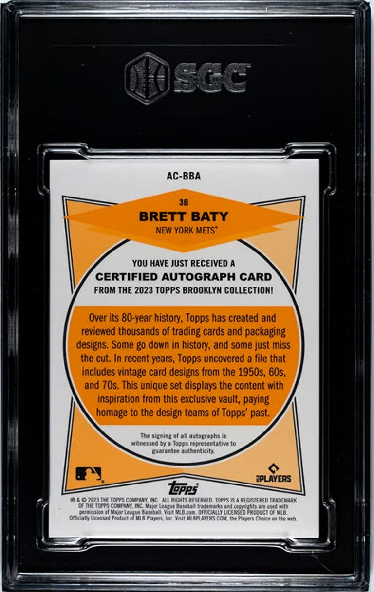 2023 Topps Brooklyn Coll. Brett Baty - 43/99 - Limited Auto RC Graded GEM 10/9.5!