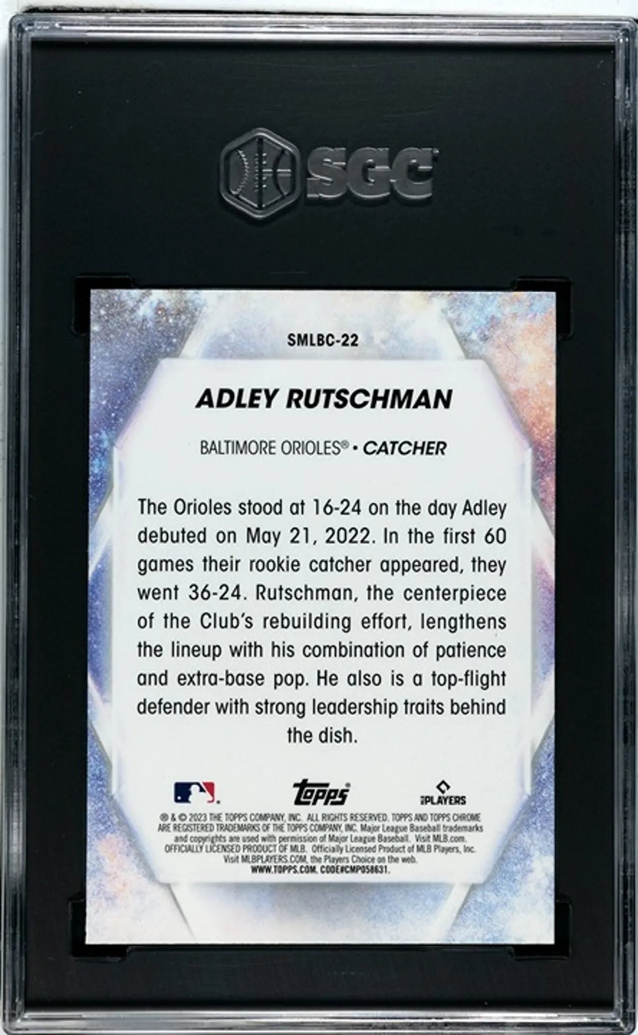 2023 Topps Chrome SMLBC Adley Rutschman #22 RC SGC Graded 9!