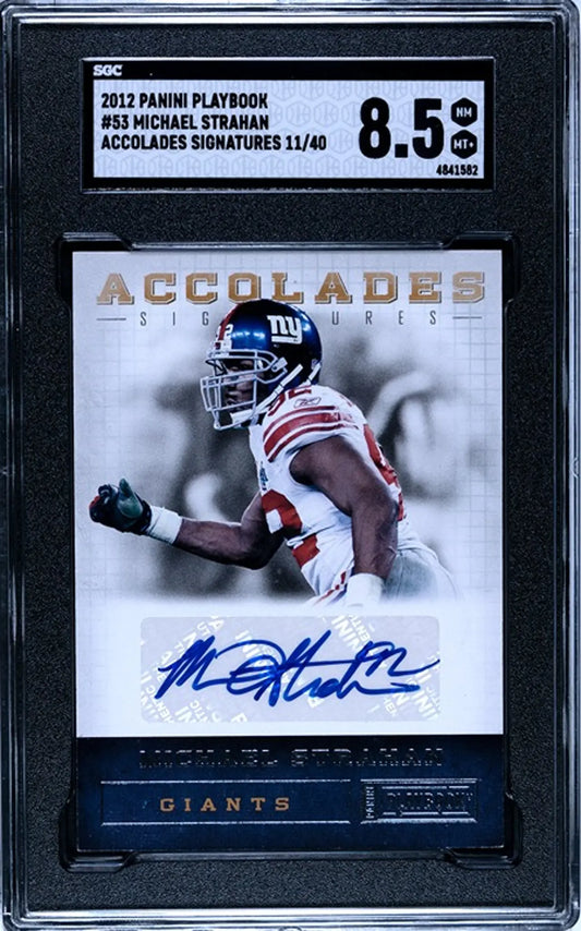 2012 Panini Playbook Michael Strahan #53 Auto 11/40 Graded SGC 8.5!