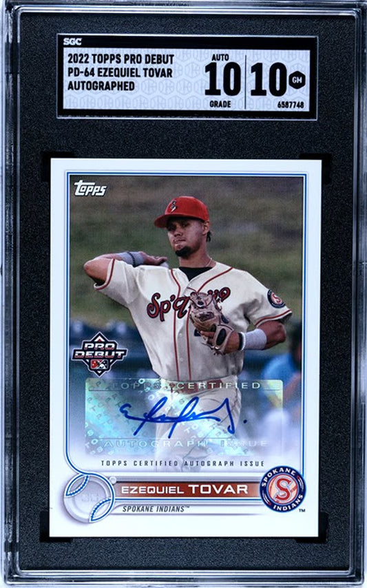 2022 Topps Pro Debut Ezequiel Tovar #PD-64 Auto Graded SGC 10/10.