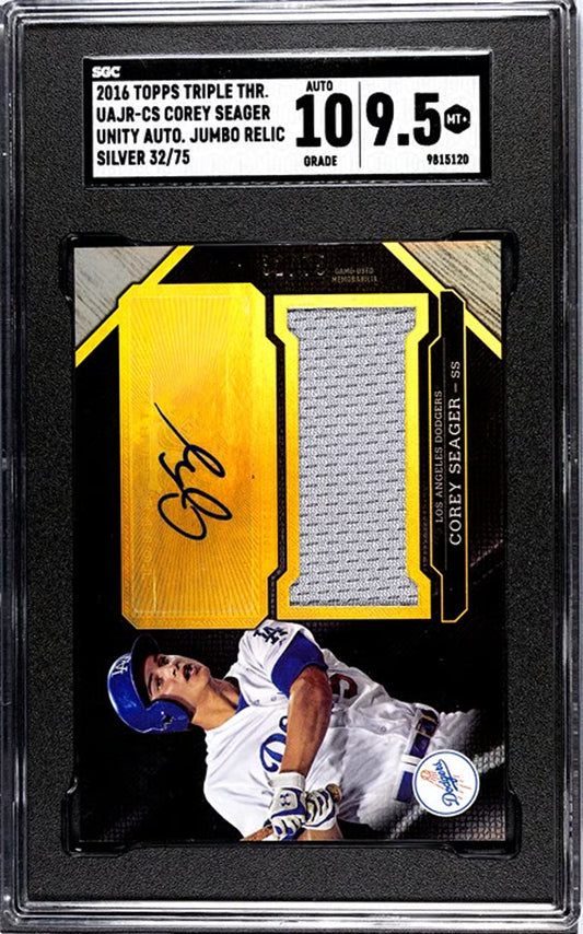 2016 Topps Triple Threads Corey Seager Relic Auto 32/75! SGC 10/9.5!