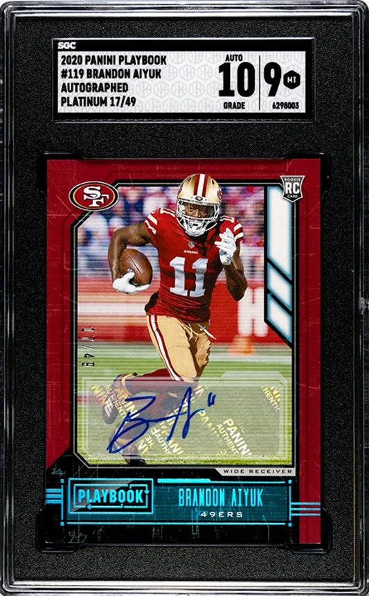 2020 Panini Playbook Brandon Aiyuk Auto Platinum RC 17/49 SGC 10/9!