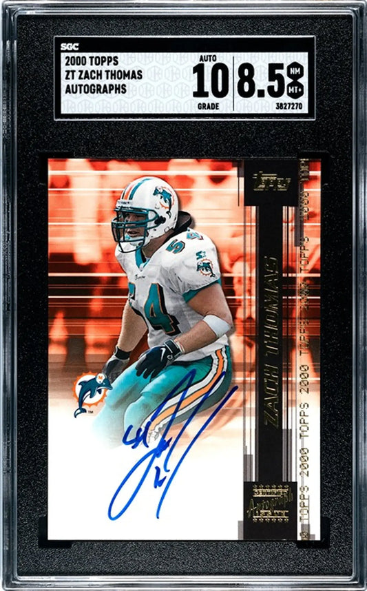 2000 Topps Zach Thomas #ZT Autograph SGC Graded 10/8.5!