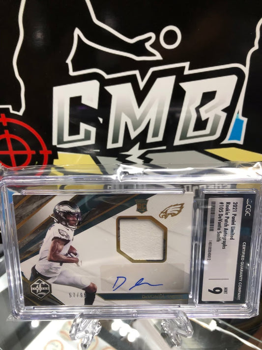 2021 Panini Limited DeVonta Smith RC Patch Auto graded 10/9! 57/99!