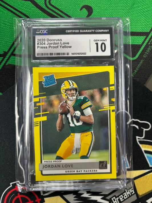 2020 Donruss Jordan Love Press Proof Yellow RC CGC 10!