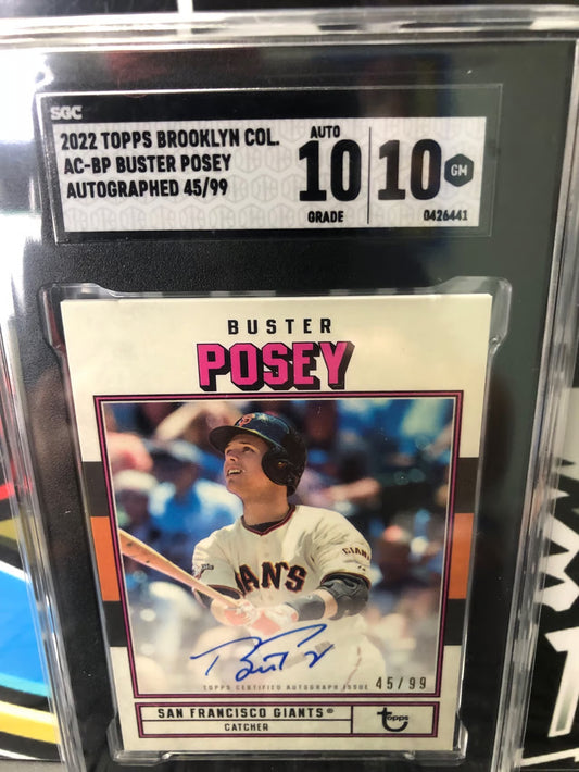 2022 Topps Brooklyn Collection Buster Posey Limited 45/99 Auto SGC 10/10!
