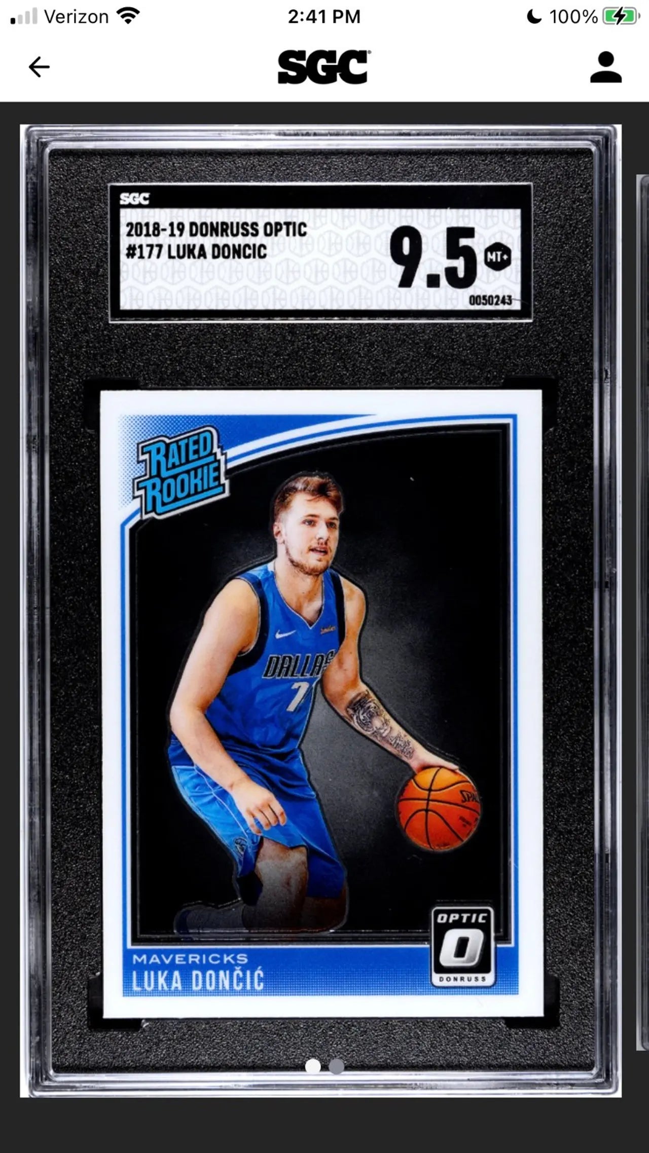 2018-19 Donruss Optic Luka Doncic Rated Rookie #177 SGC 9.5!
