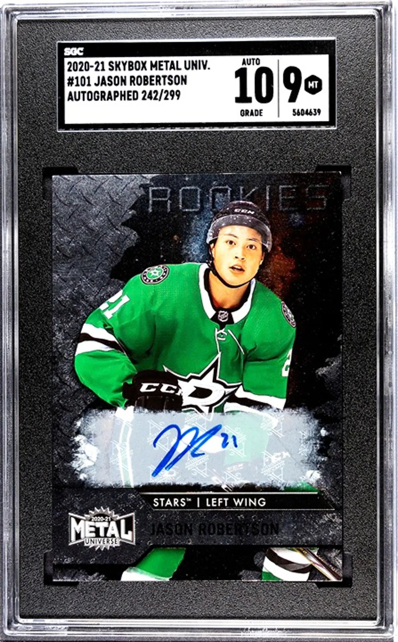 2020-21 Skybox Metal Universe Jason Robertson Auto! 242/299! SGC 10/9!