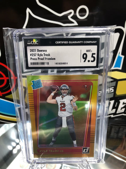 2021 Donruss Press Proof Premium Kyle Trask Rated Rookie Graded 9.5.