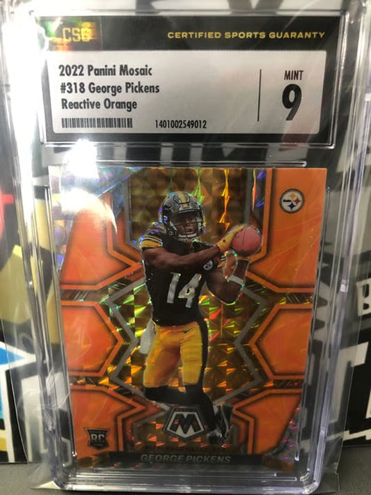 2022 Panini Mosaic George Pickens Reactive Orange RC Graded MINT 9!