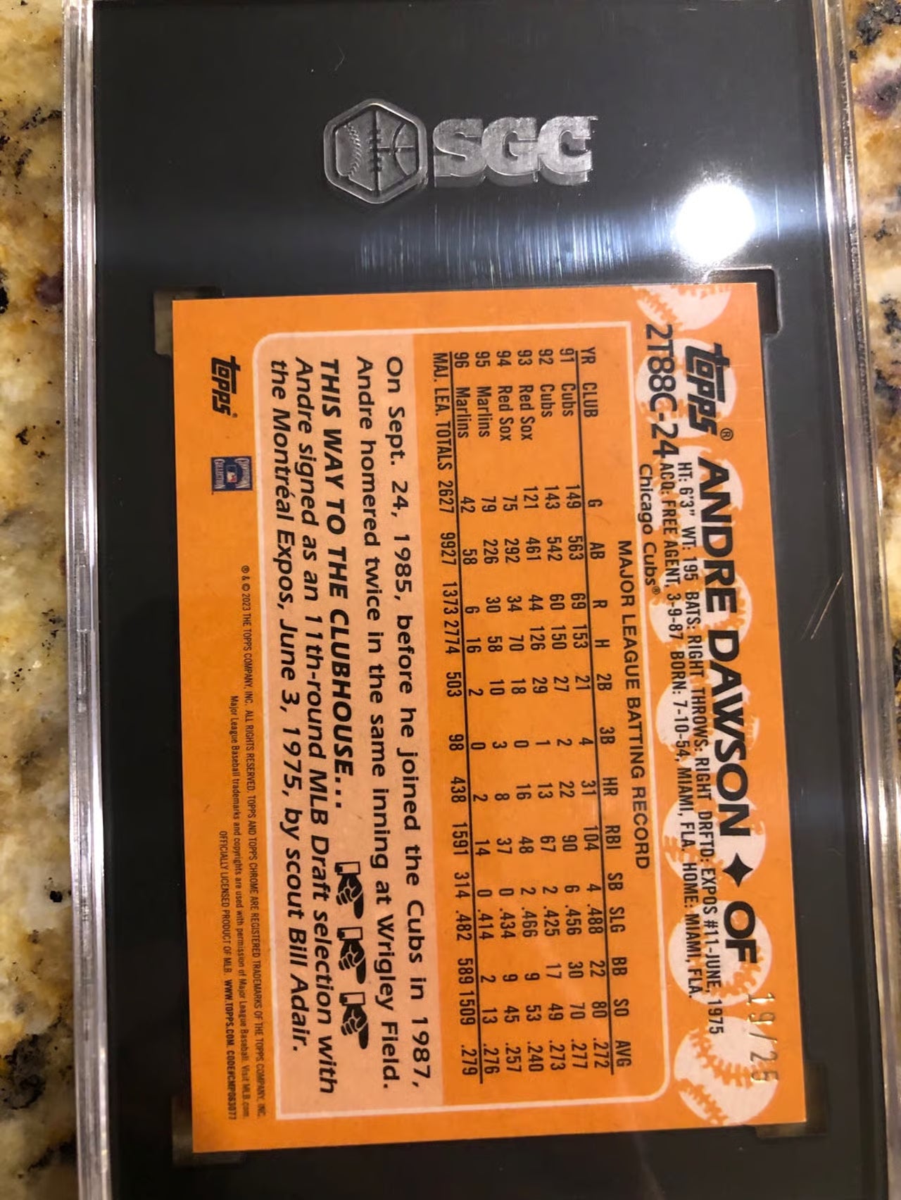 2023 Topps Series 2 Andre Dawson Orange Mojo 19/25!